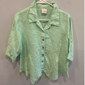 Click Cotton On Womens Linen Button Up Shirt Size S Sage Green Lagenlook Boho
